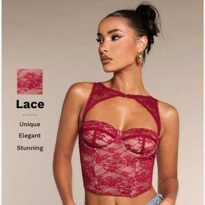 SHEIN Red Velvet Bra Structured Design